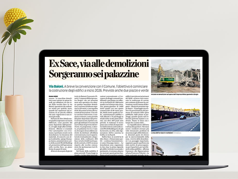 Ex Sace: al via le demolizioni